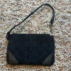Coach Black Wristlet with Silver Accents